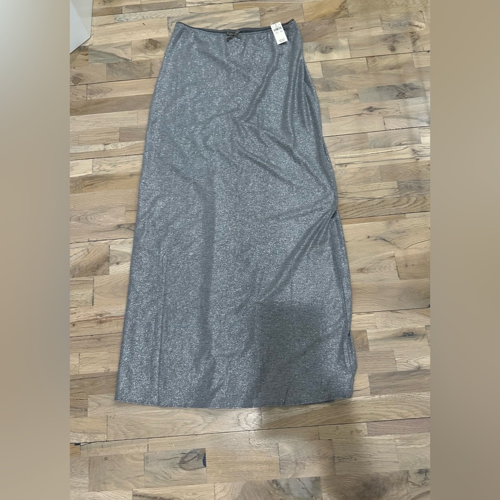 Aerie Shimmering Silver Maxi Skirt